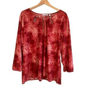 Notations Womens Liquid Knit Top Size 3X Textured Stretch Office Artsy Red